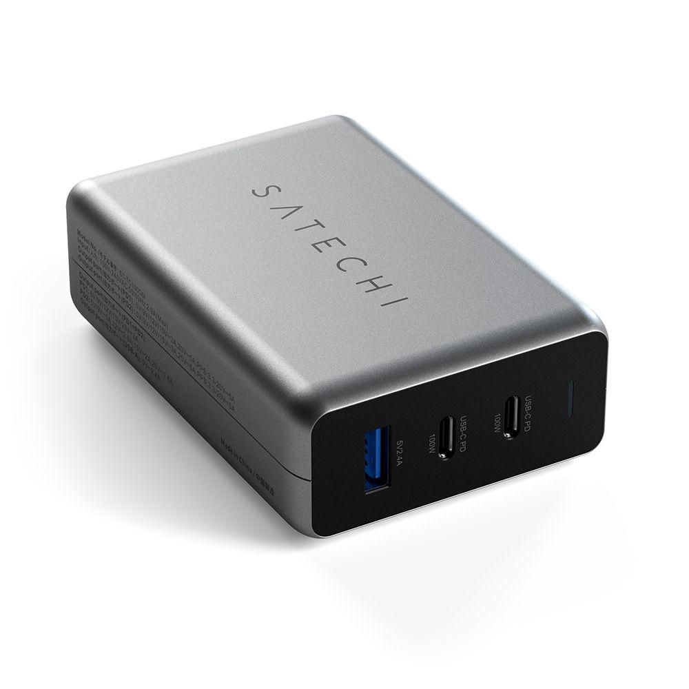 Зарядное устройство сетевое Satechi Compact GaN, 100Вт, серый космос - 0
