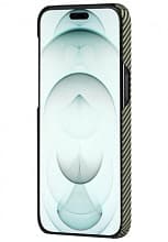 Чехол-накладка Pitaka Fusion Weaving MagEZ Case 4 Overture 600D для iPhone 15 Pro, арамид (кевлар), черный/бежевый - 2