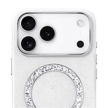 Чехол-накладка PYNANA Dancing Circle Series для iPhone 17 Pro Max, экокожа, белый - 1