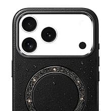Чехол-накладка PYNANA Dancing Circle Series для iPhone 17 Pro Max, экокожа, черный - 1