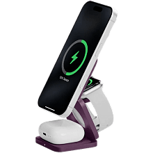 Зарядное устройство беспроводное uBear Balance Slim 3в1, бордовый - 1